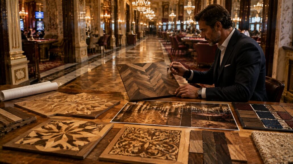 Pavimentazioni per casinò di lusso e ambienti da gioco ad apertura continuativa.